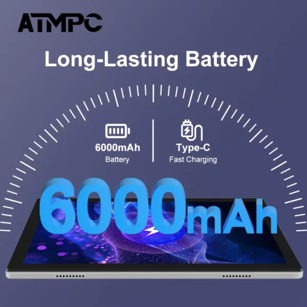 ⁦ATMPC 10.1 بوصة لنظام Android 14، 4GB ذاكرة الوصول العشوائي، 128GB ذاكرة ROM، ثماني النواة، BT 5.4، WIFI 6، شاشة IPS 1280*800، مع لوحة مفاتيح، ماوس، حافظة، قلم 2 في 1، كمبيوتر لوحي ATMPC⁩ - الصورة ⁦4⁩