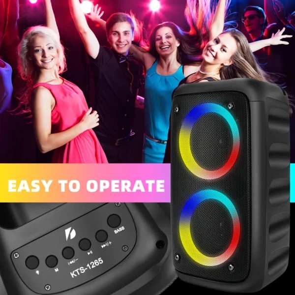 ⁦مكبر صوت لاسلكي مع مضخم صوت، مكبر صوت Boombox كبير، مكبر صوت ستيريو، مضخم صوت، مكبر صوت لاسلكي خارجي، إضاءة ديسكو للحفلات، TWS، TF، ميكروفون⁩ - الصورة ⁦4⁩