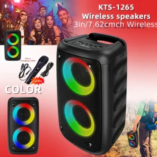مكبر صوت لاسلكي مع مضخم صوت، مكبر صوت Boombox كبير، مكبر صوت ستيريو، مضخم صوت، مكبر صوت لاسلكي خارجي، إضاءة ديسكو للحفلات، TWS، TF، ميكروفون