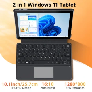 CHUWI Hi10 X1 جهاز لوحي محول إلى كمبيوتر محمول 10.1 بوصة 2 في 1 مع لوحة مفاتيح، معالج إنTEL الجيل الثالث عشر N150، ذاكرة وصول عشوائي سعة 8 جيجابايت وسطح تخزين صلب 256 جيجابايت، ويندوز 11 هوم، شاشة IPS بدقة 1280x800، واي فاي 6 واللاسلكية 5.2، كاميرا مزدوجة، مقبس سماعة رأس، USB-C/USB 3.2، LPDDR5