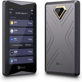 محفظة ELLIPAL Titan 2.0 Crypto Cold Wallet، غير متصلة بالإنترنت بنسبة 100%، مغطاة بالهواء - محفظة آمنة لأكثر من 10000 عملة ورمز مميز و NFTs