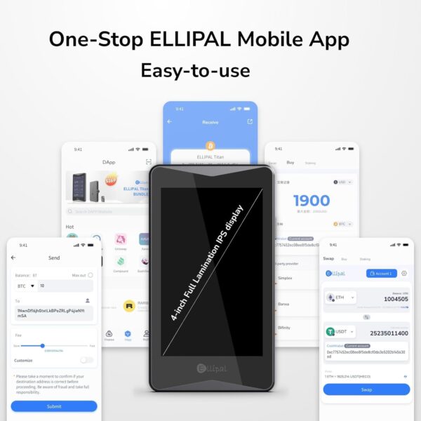 ⁦محفظة ELLIPAL Titan 2.0 Crypto Cold Wallet، غير متصلة بالإنترنت بنسبة 100%، مغطاة بالهواء - محفظة آمنة لأكثر من 10000 عملة ورمز مميز و NFTs⁩ - الصورة ⁦2⁩