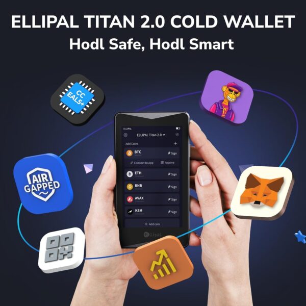⁦محفظة ELLIPAL Titan 2.0 Crypto Cold Wallet، غير متصلة بالإنترنت بنسبة 100%، مغطاة بالهواء - محفظة آمنة لأكثر من 10000 عملة ورمز مميز و NFTs⁩ - الصورة ⁦4⁩