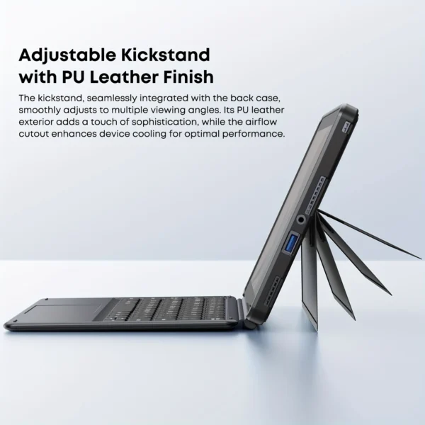 ⁦CHUWI Hi10 X1 جهاز لوحي محول إلى كمبيوتر محمول 10.1 بوصة 2 في 1 مع لوحة مفاتيح، معالج إنTEL الجيل الثالث عشر N150، ذاكرة وصول عشوائي سعة 8 جيجابايت وسطح تخزين صلب 256 جيجابايت، ويندوز 11 هوم، شاشة IPS بدقة 1280x800، واي فاي 6 واللاسلكية 5.2، كاميرا مزدوجة، مقبس سماعة رأس، USB-C/USB 3.2، LPDDR5⁩ - الصورة ⁦4⁩